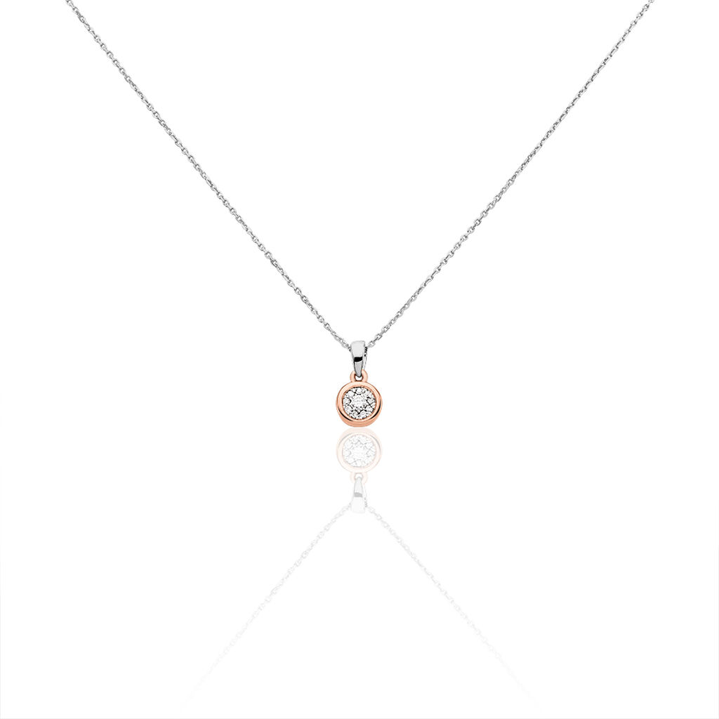 Damen Collier Gold Bicolor 375 Diamant 0,08ct Ball Sata - Halsketten Damen | OROVIVO