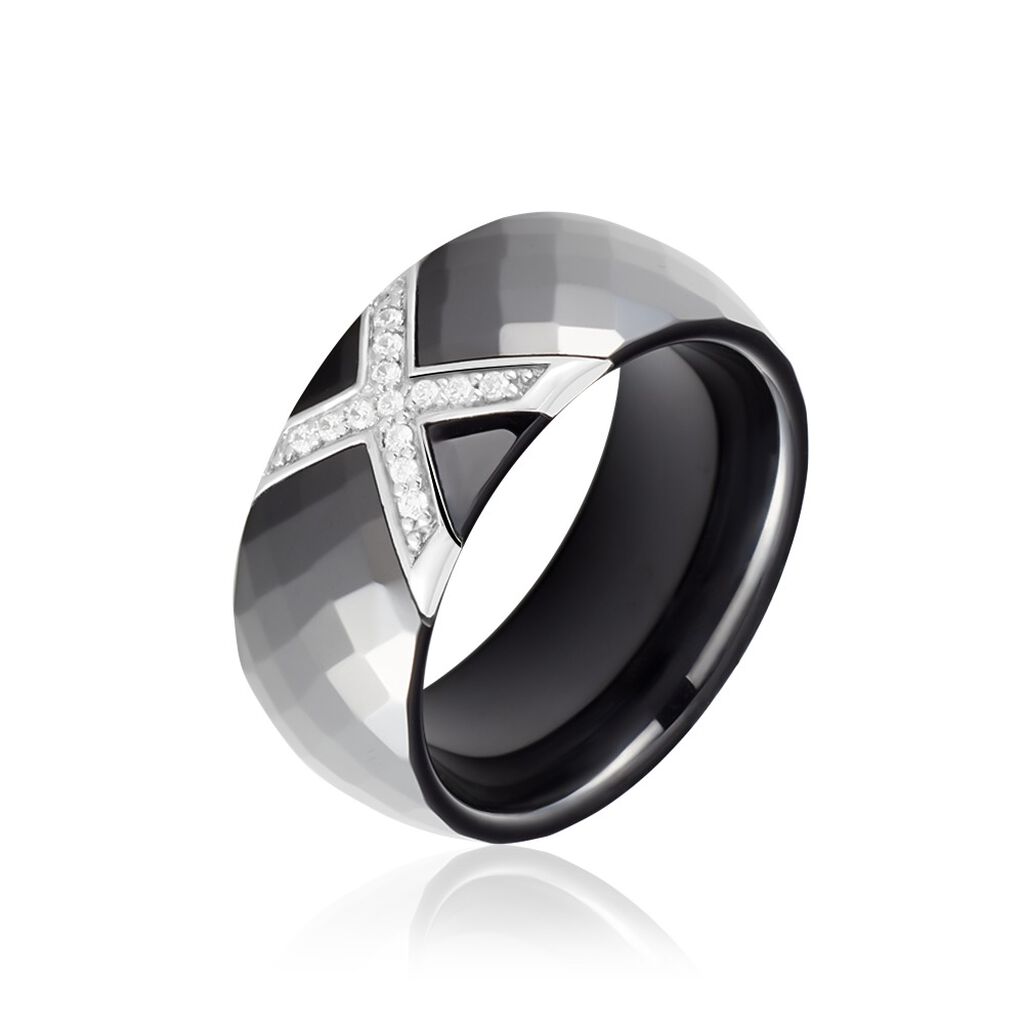 Bague Ceramique X Argent Blanc Oxyde De Zirconium Et Céramique - Spannringe Damen | OROVIVO