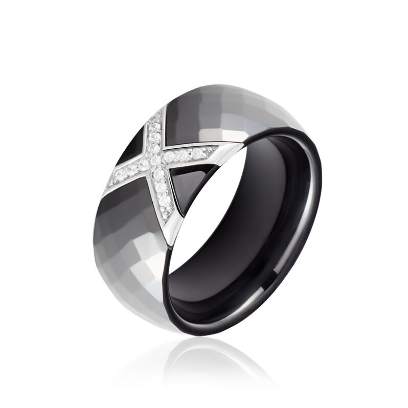 Bague Ceramique X Argent Blanc Oxyde De Zirconium Et Céramique - Spannringe Damen | OROVIVO