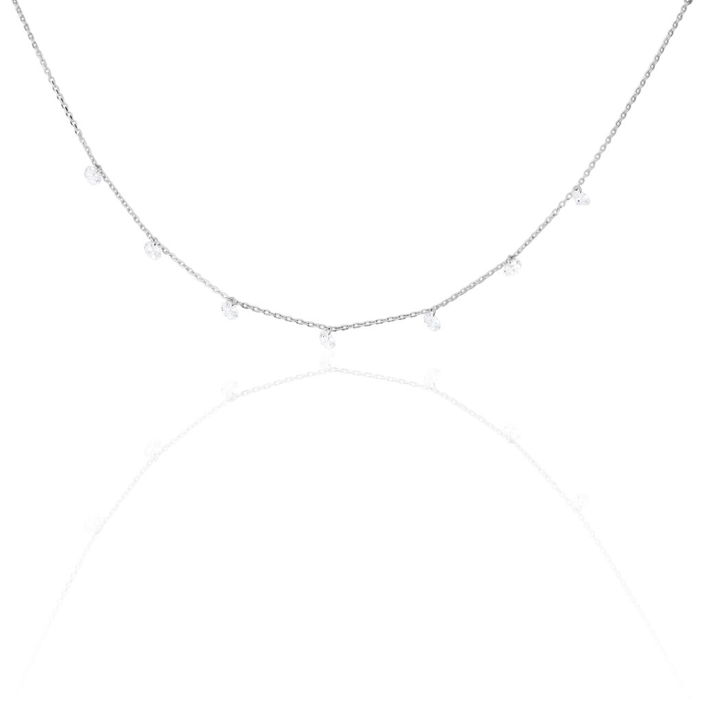 COLLIE Damen Collier Silber 925 Zirkonia Wei&szlig; Tropfen