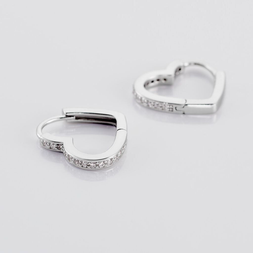 Damen Creolen Silber 925 Zirkonia Herz Rosalin  - Creolen Damen | OROVIVO