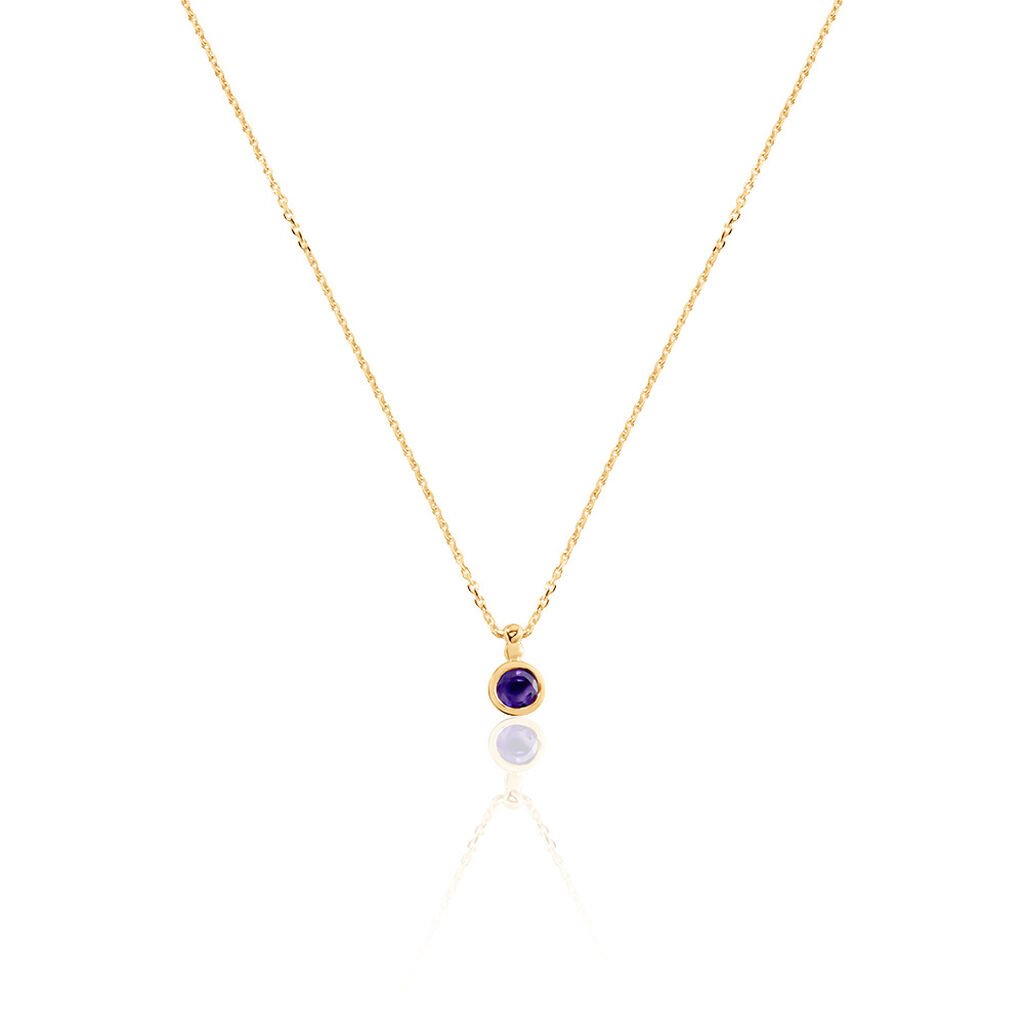 LYKKE Damen Collier Gold 375 (9 Karat) Amethyst Violett 0,25 ct Kreis B 4 mm, Collier mit Stein
