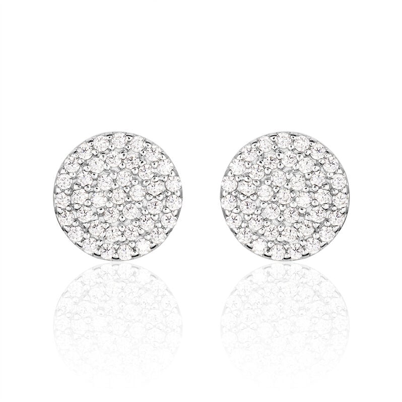 Damen Ohrstecker Silber 925 Zirkonia Wei&szlig; Kreis - Ohrstecker Damen | OROVIVO