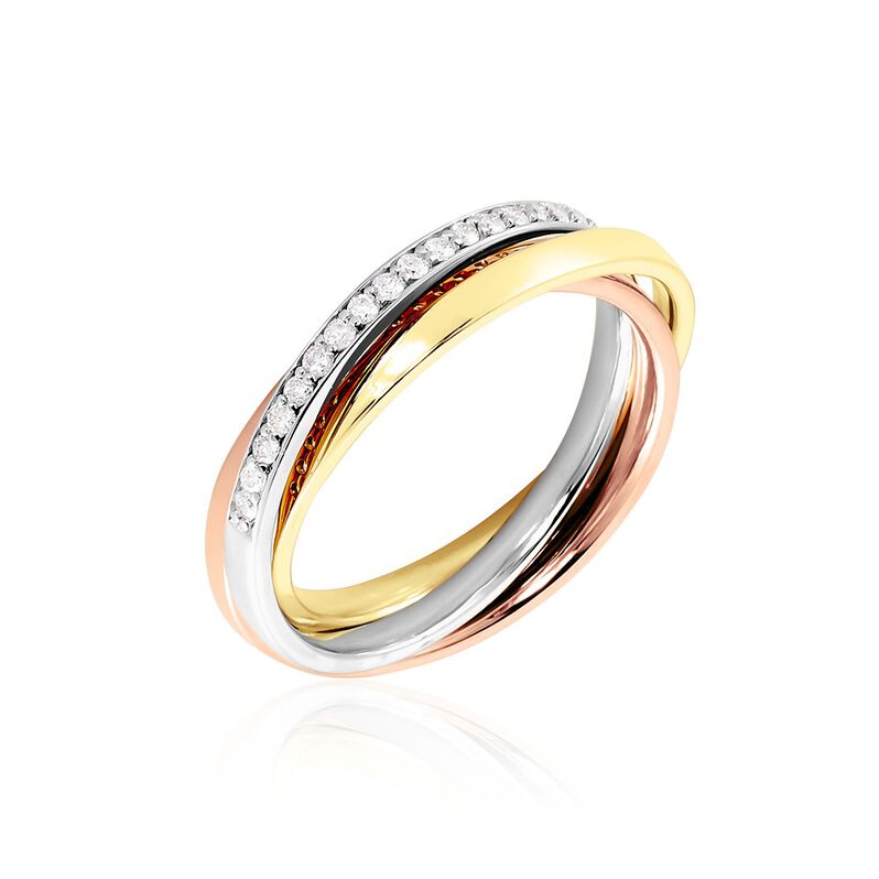 Damen Ring Gold Tricolor Gold/Roségold/Schwarz 585 Diamant 0,13ct Serene  - Ringe mit Stein Damen | OROVIVO