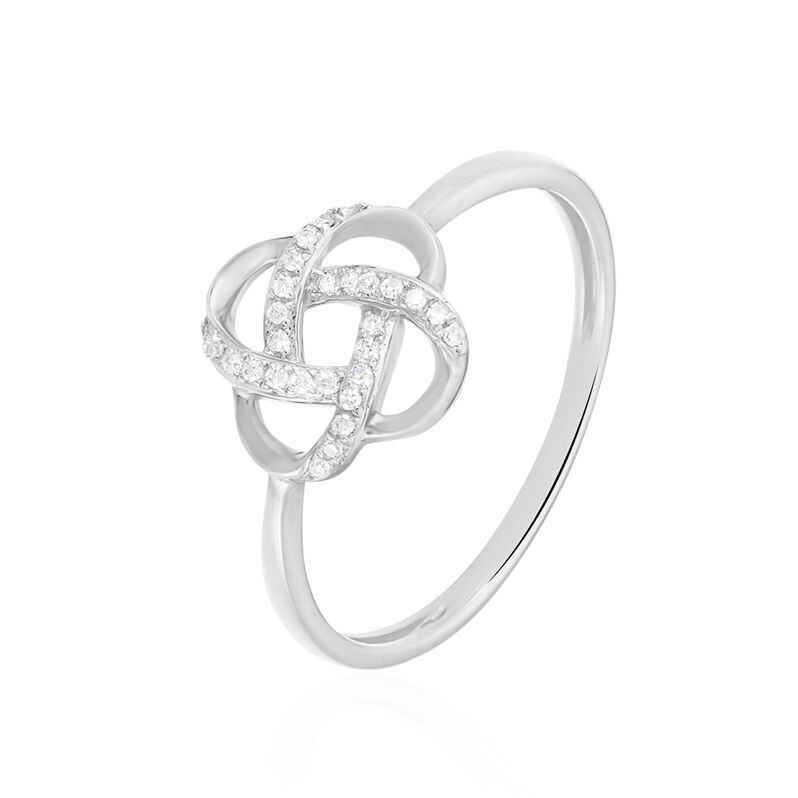 Bague Or Weiss Pollya Fleur Ajoure Diama - Spannringe Damen | OROVIVO