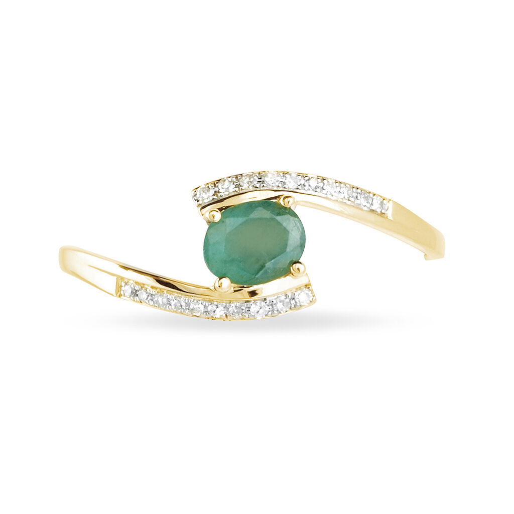 Bague Monica Or Jaune Emeraude Et Diamant - Spannringe Damen | OROVIVO