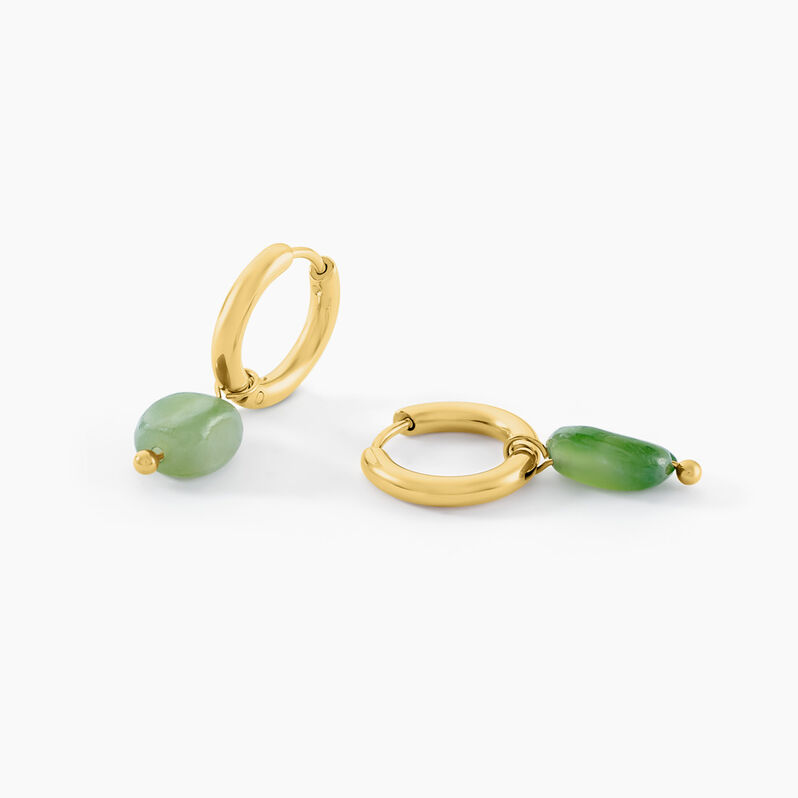 Créoles Acier Doré Malachite - Spannringe Damen | OROVIVO