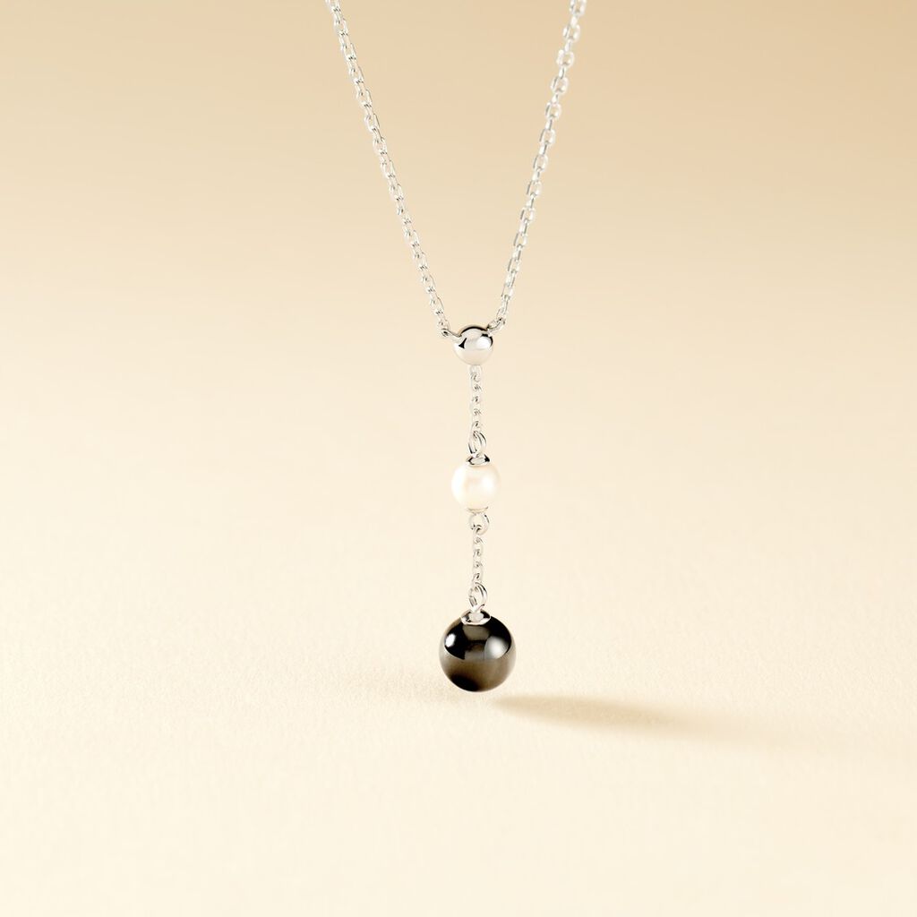 Collier Argent Céramique Perle Culture - Spannringe Damen | OROVIVO