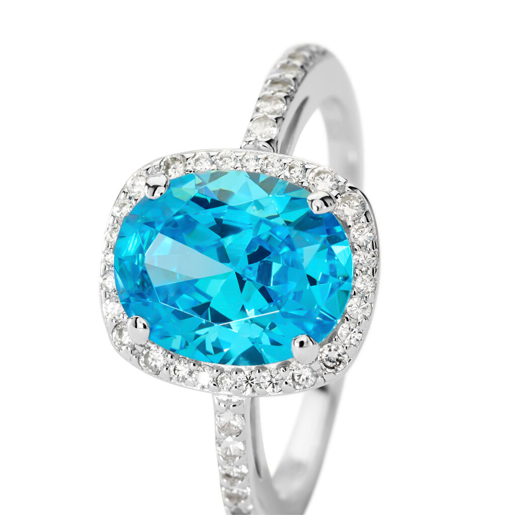 Damen Ring Silber 925 Oval Blau Geometrisch Skylar - Solitärringe Damen | OROVIVO