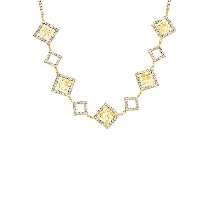 Collana in metallo dorato rombi con strass - Spannringe Damen | OROVIVO