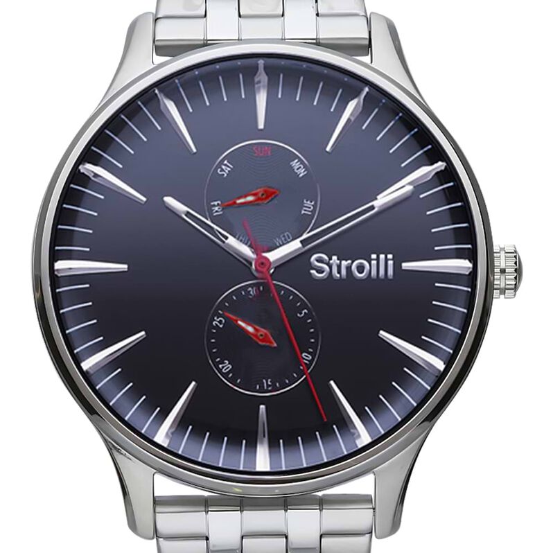 Orologio multifunzione con cinturino e cassa in acciaio silver. quadrante blu - Spannringe Herren | OROVIVO