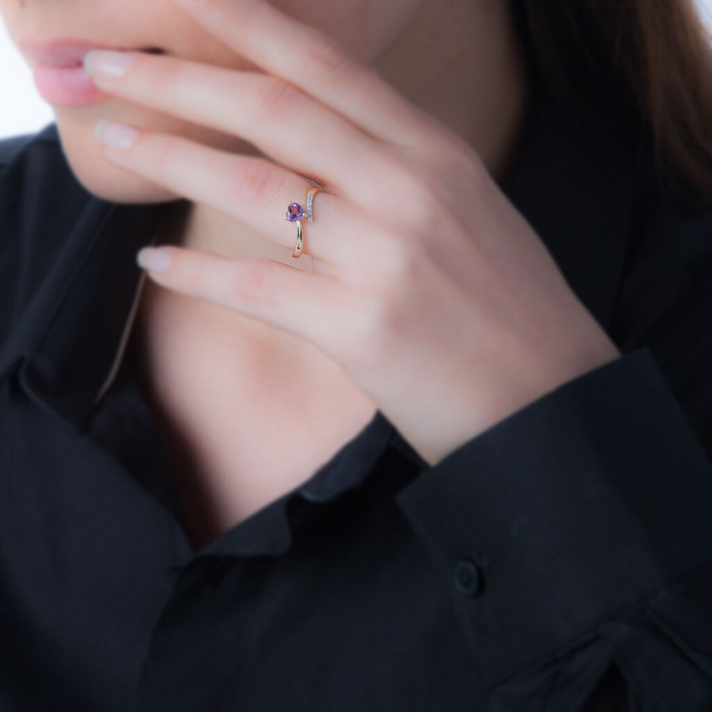 Bague Eva Or Jaune Grenat Et Diamant - Spannringe Damen | OROVIVO