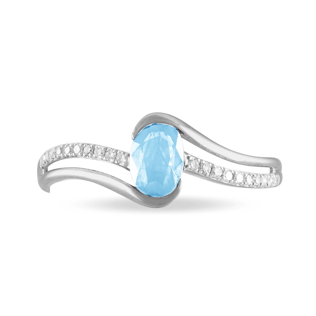 Bague Anja Or Blanc Topaze Et Diamant - Spannringe Damen | OROVIVO