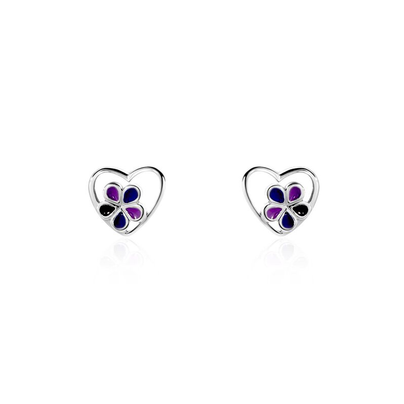 Kinder Ohrstecker Silber 925 Herz Blume - Ohrstecker Kinder | OROVIVO