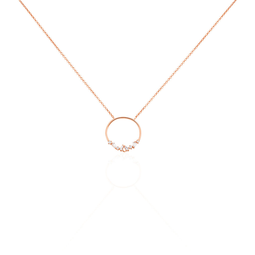 Damen Halskette Silber 925 Rosé vergoldet Zirkonia Kreis Celine, Collier mit Stein