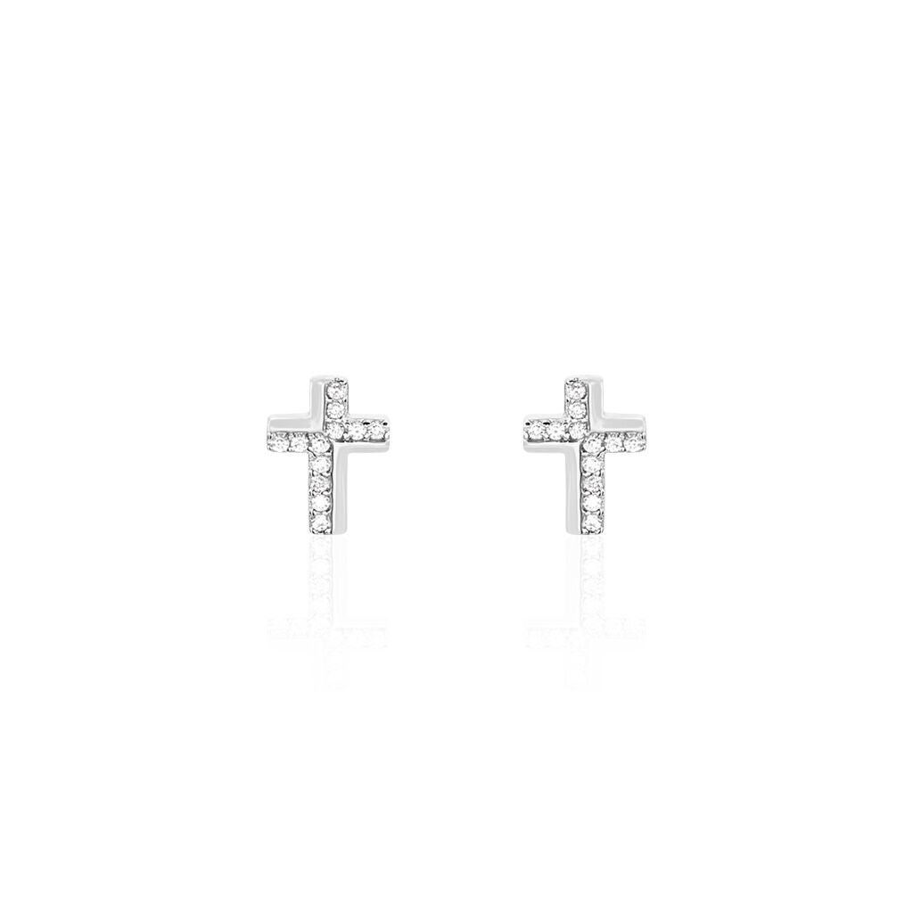 Damen Ohrstecker Silber 925 Zirkonia Kreuz - Ohrstecker Damen | OROVIVO