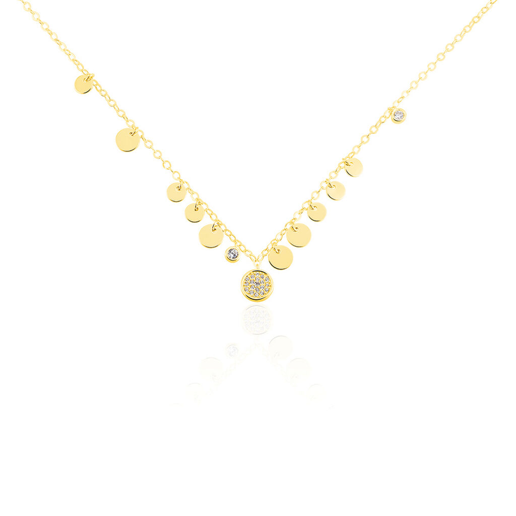 SIMBA Damen Collier Silber vergoldet 925 Zirkonia Wei&szlig; Kreis