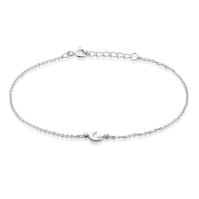 MADINA Damen Armband Silber 925 Zirkonia Wei&szlig; 0,09 ct Mond B 2 mm - Armb&auml;nder mit Anh&auml;nger Damen | OROVIVO