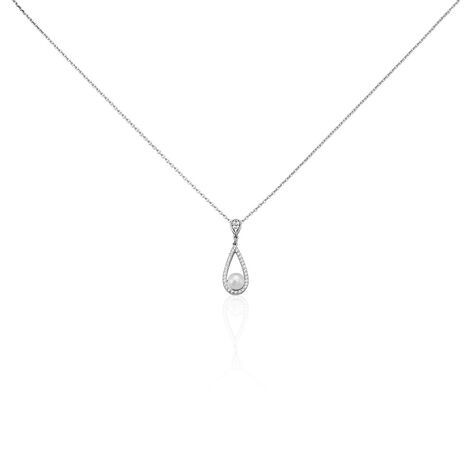 Damen Collier Silber 925 Zuchtperle Weiß Katelina 47cm - Halsketten Damen | OROVIVO