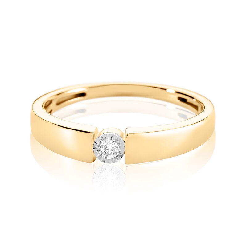 ELOURA Damen Ring Gold 585 (14 Karat) Diamant Weiß 0,05 ct Kreis - Ringe mit Stein Damen | OROVIVO
