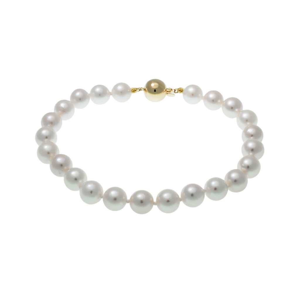 GERRA Damen Armband Gold 585 (14 Karat) Akoyaperle Perlmutt Ball, Armband mit Stein