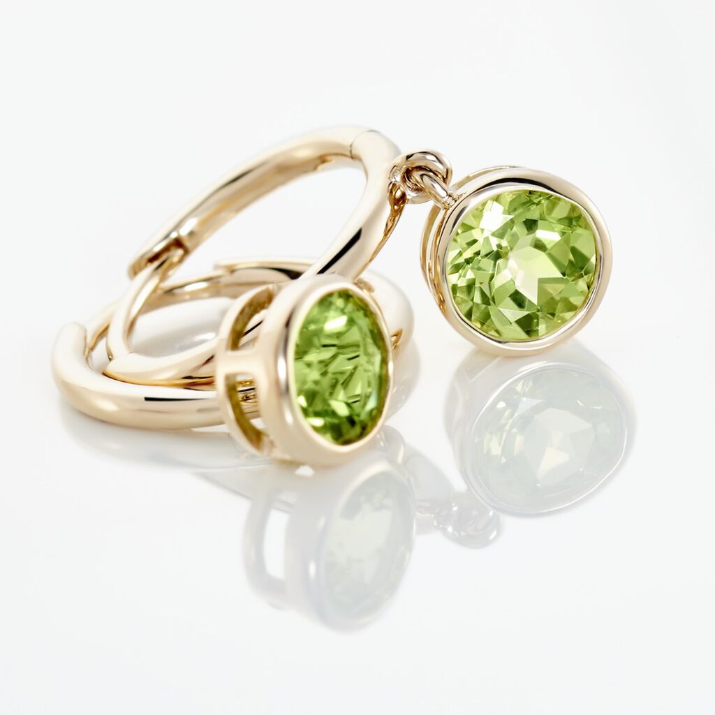 Damen Creolen Gold 375 Peridot Grün 1,02ct Kreis Soleia 11,30mm  - Creolen Damen | OROVIVO