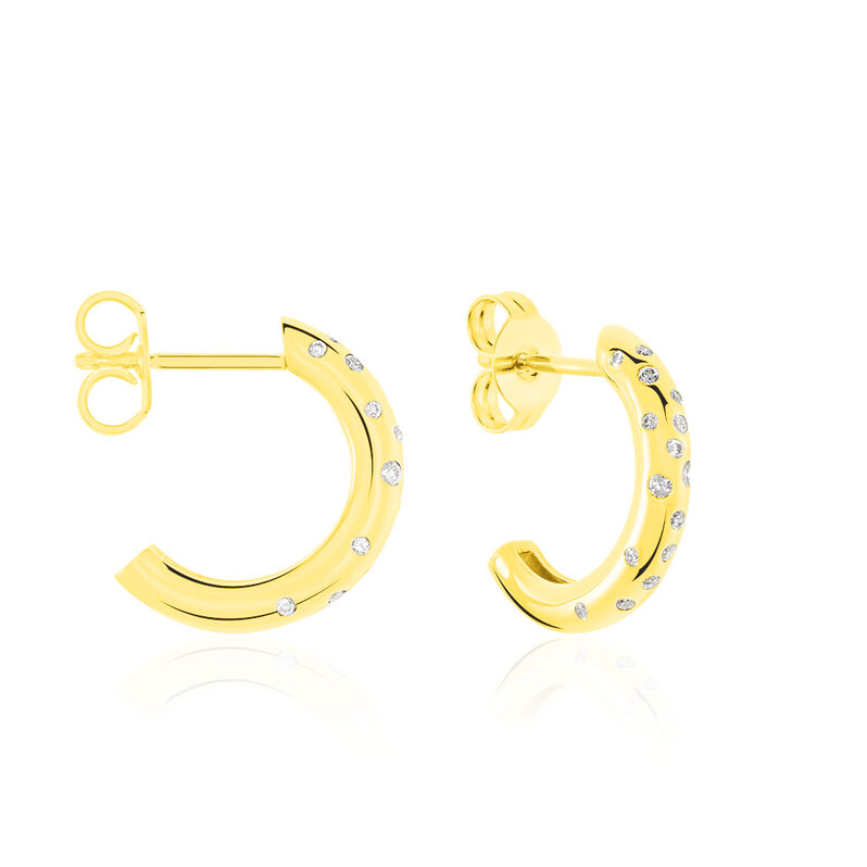 DELIA OV Damen Creolen Gold 375 (9 Karat) Diamant Wei&szlig; 0,18 ct - Creolen Damen | OROVIVO