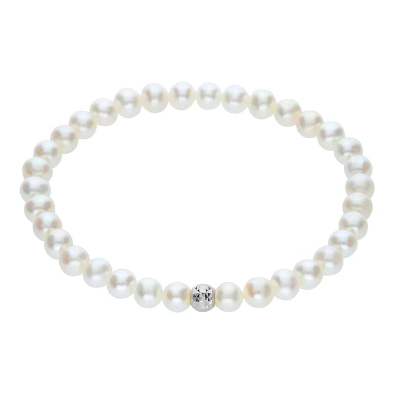 Bracciale Mon Petit Oro Bianco Perla D'Acqua Dolce - Spannringe Kinder | OROVIVO