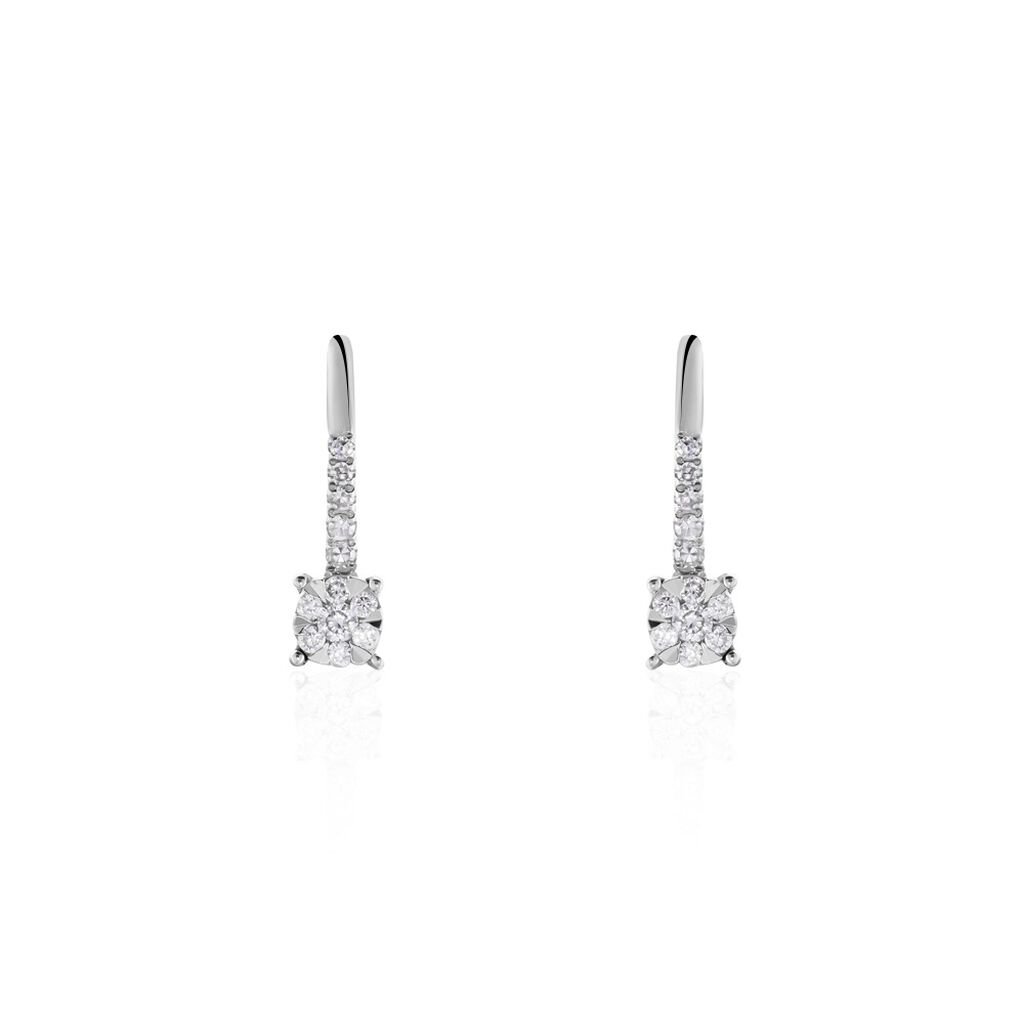 Damen Ohrringe Lang Weißgold 750 Diamant 0,16ct Petali  - Ohrringe mit Stein Damen | OROVIVO