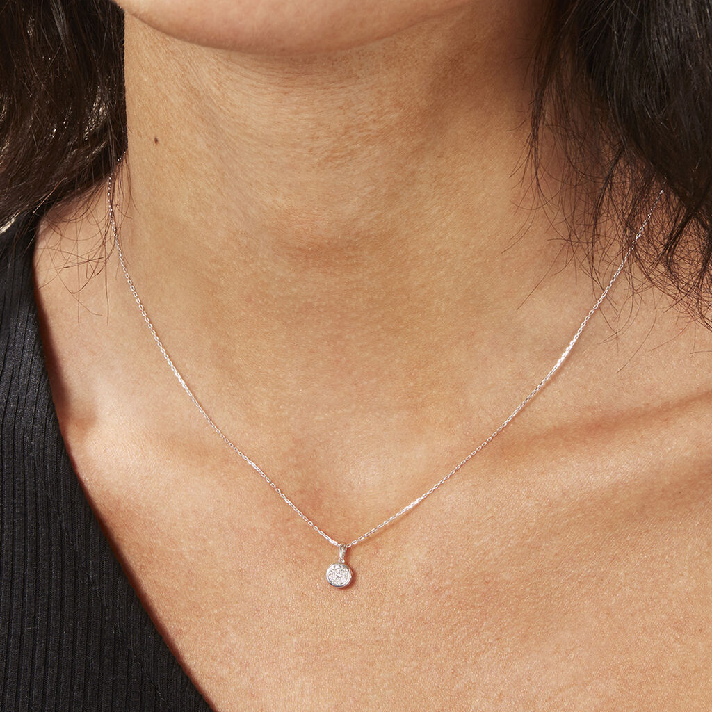 Damen Collier Weißgold 375 Diamant 0,16ct Elina - Halsketten Damen | OROVIVO