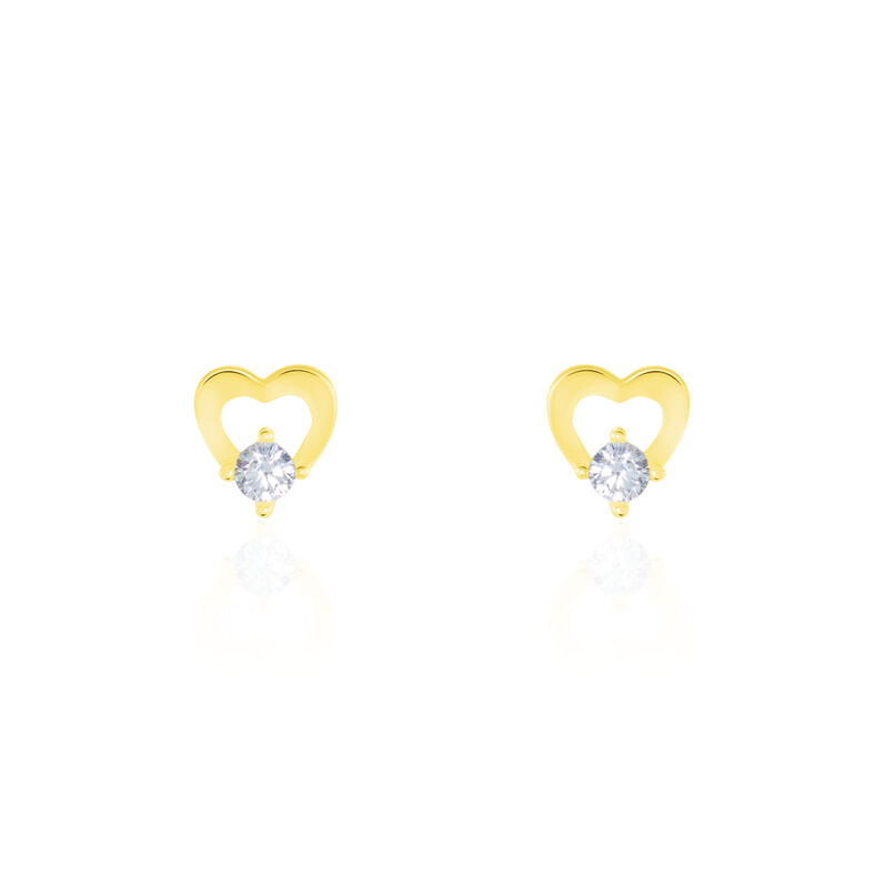 Boucles D'oreilles Puces Daria Cœur Or Jaune Oxyde De Zirconium - Spannringe Damen | OROVIVO