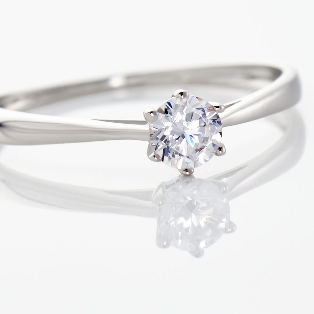 Damen Ring Weißgold 375 Zirkonia Krappe 6  - Solitärringe Damen | OROVIVO