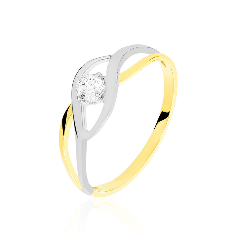 Bague Croise Or Bicolore Oxyde De Zirconium - Spannringe Damen | OROVIVO