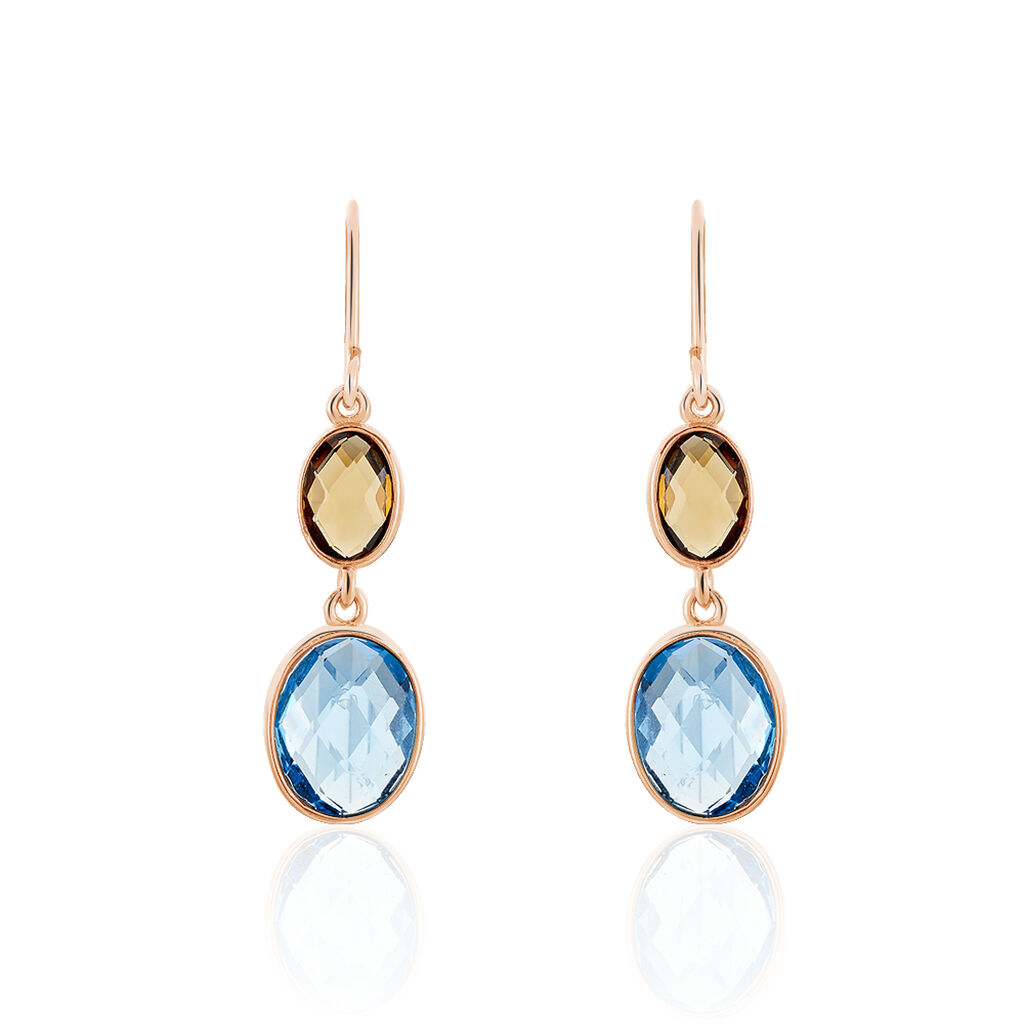 TIANA Damen Ohrringe Lang Silber rosevergoldet 925 Glas Multicolour