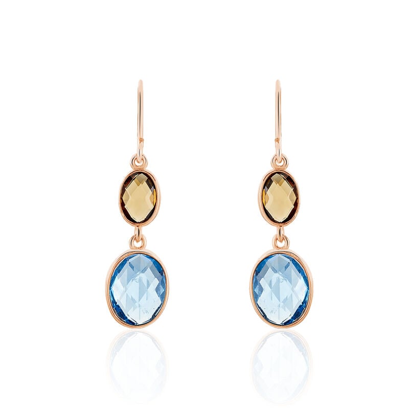 TIANA Damen Ohrringe Lang Silber rosevergoldet 925 Glas Multicolour - Ohrh&auml;nger Damen | OROVIVO