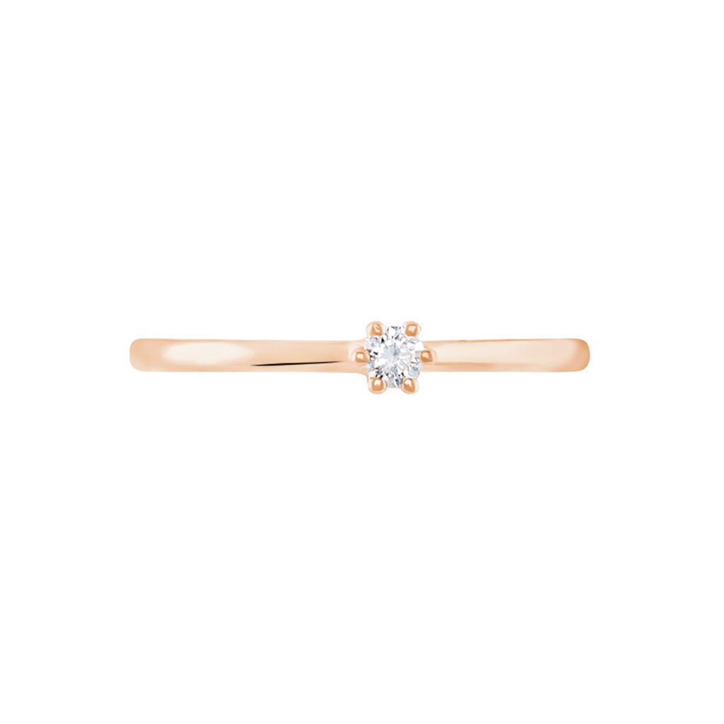 MERLE Damen Ring Rosegold 375 (9 Karat) Diamant Wei&szlig; 0,07 ct