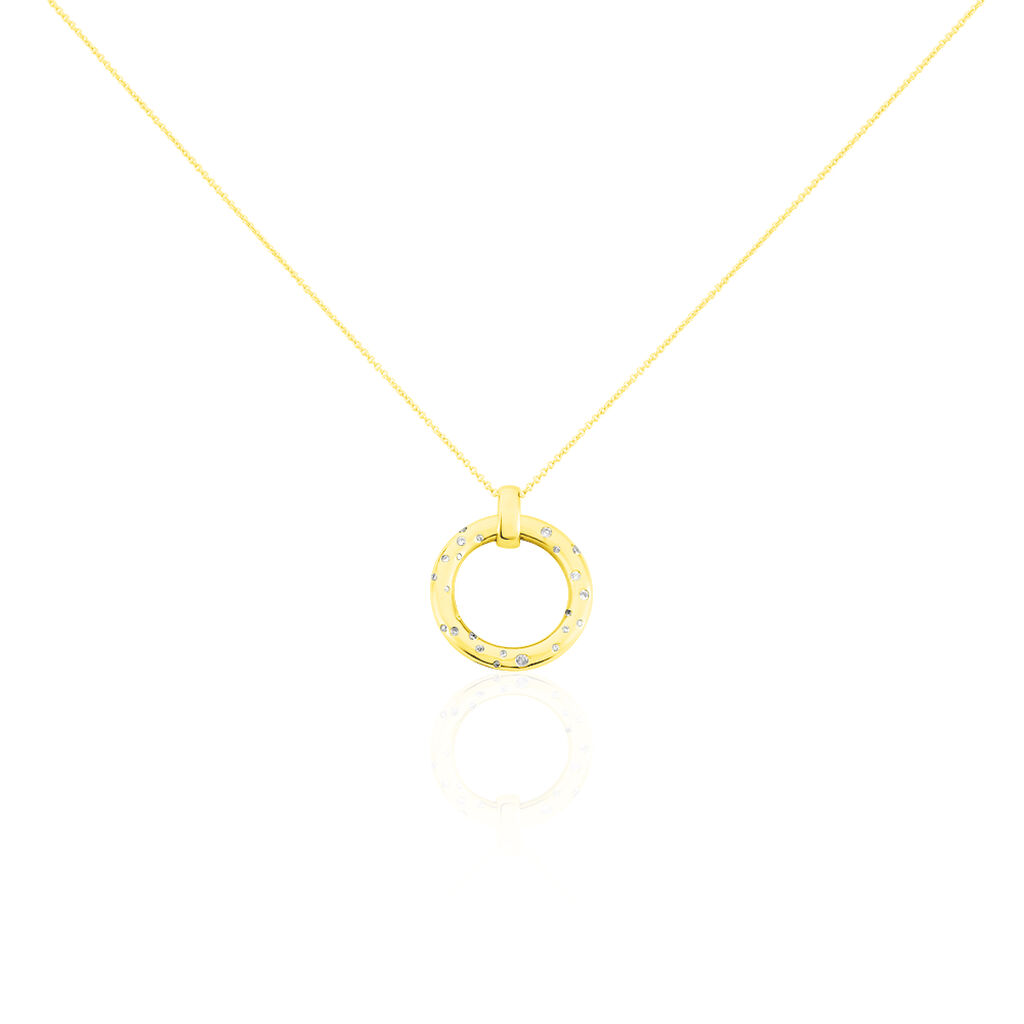Damen Collier Gold 375 Diamant 0,16ct Kreis Delia Ov - Halsketten Damen | OROVIVO