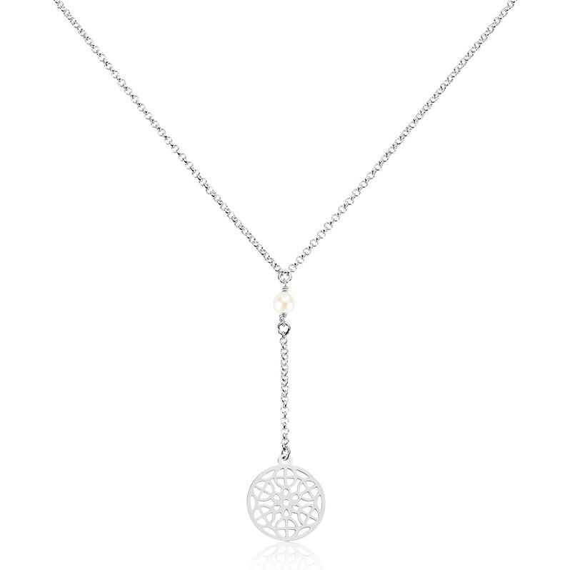 Collier Houaria Argent Blanc Perle De Culture - Spannringe Damen | OROVIVO