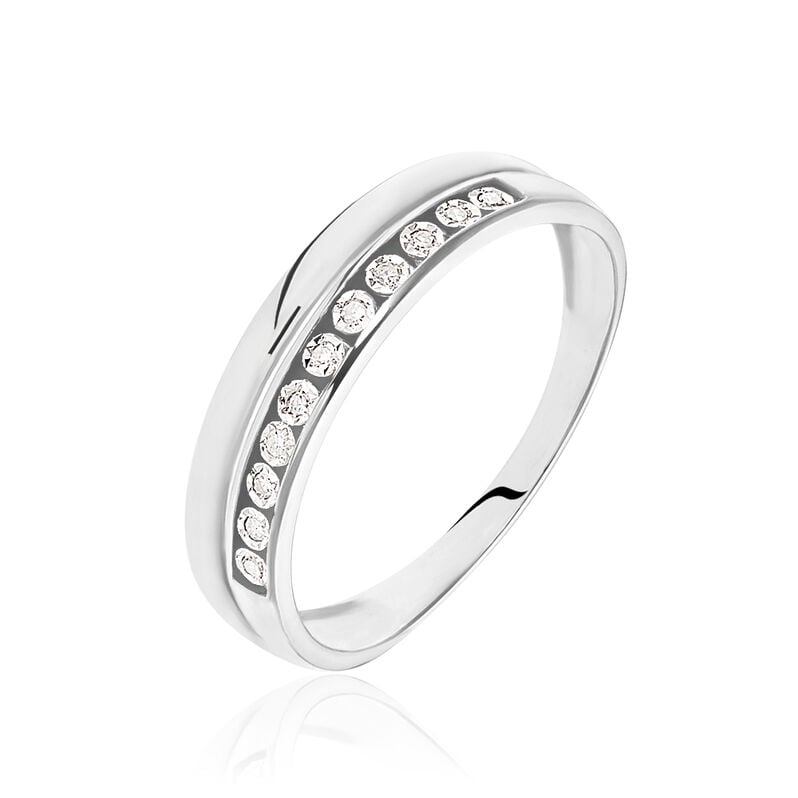 Memo Broda Damen Ring Wei&szlig;gold 375 (9 Karat) Diamant Wei&szlig; 0,04 ct B 5 mm - Eheringe mit Stein Damen | OROVIVO