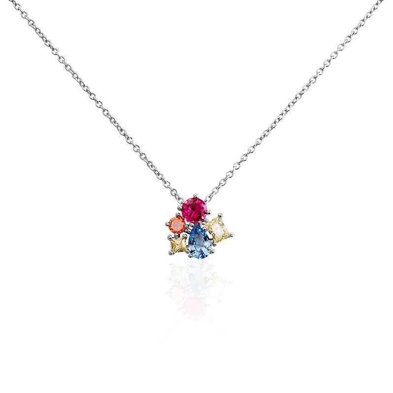 Damen Collier Silber Silber 925 Spinell Rot 0,41ct Blume Laylani - Halsketten Damen | OROVIVO