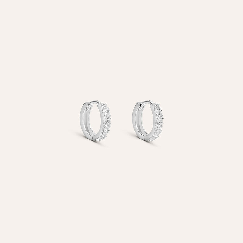 Orecchini A Cerchio Toujours Oro Bianco Cubic Zirconia - Spannringe Damen | OROVIVO