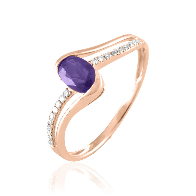 Bague Anja Or Rose Amethyste Et Diamant - Spannringe Damen | OROVIVO