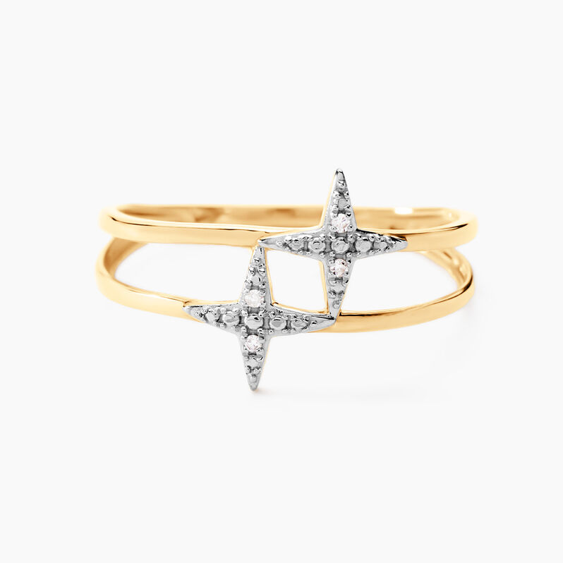 Bague Stirling Or Jaune Diamant - Spannringe Damen | OROVIVO