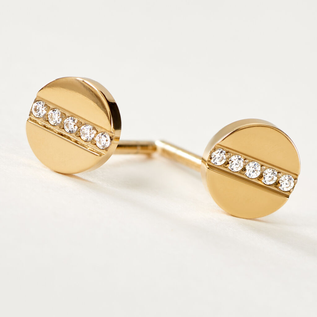 Damen Ohrstecker Titan vergoldet Zirkonia Kreis Crystal 6,00mm  - Ohrstecker Damen | OROVIVO