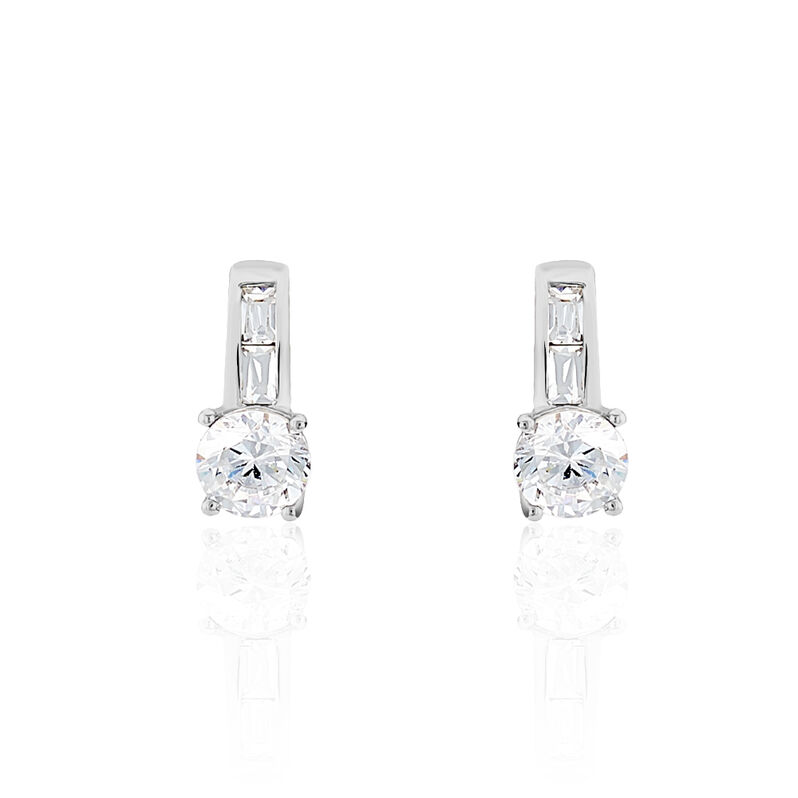 Boucles D'oreilles Puces Serenita Or Blanc Oxyde De Zirconium - Spannringe Damen | OROVIVO