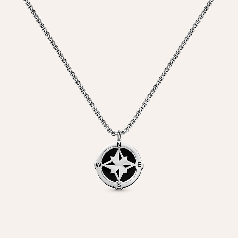 Collana Man Code Acciaio Bicolore Bianco / Nero - Spannringe Herren | OROVIVO