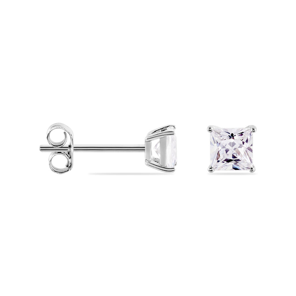 BIRATI Damen Ohrstecker Silber 925 Zirkonia Wei&szlig; 1,05 ct Viereck