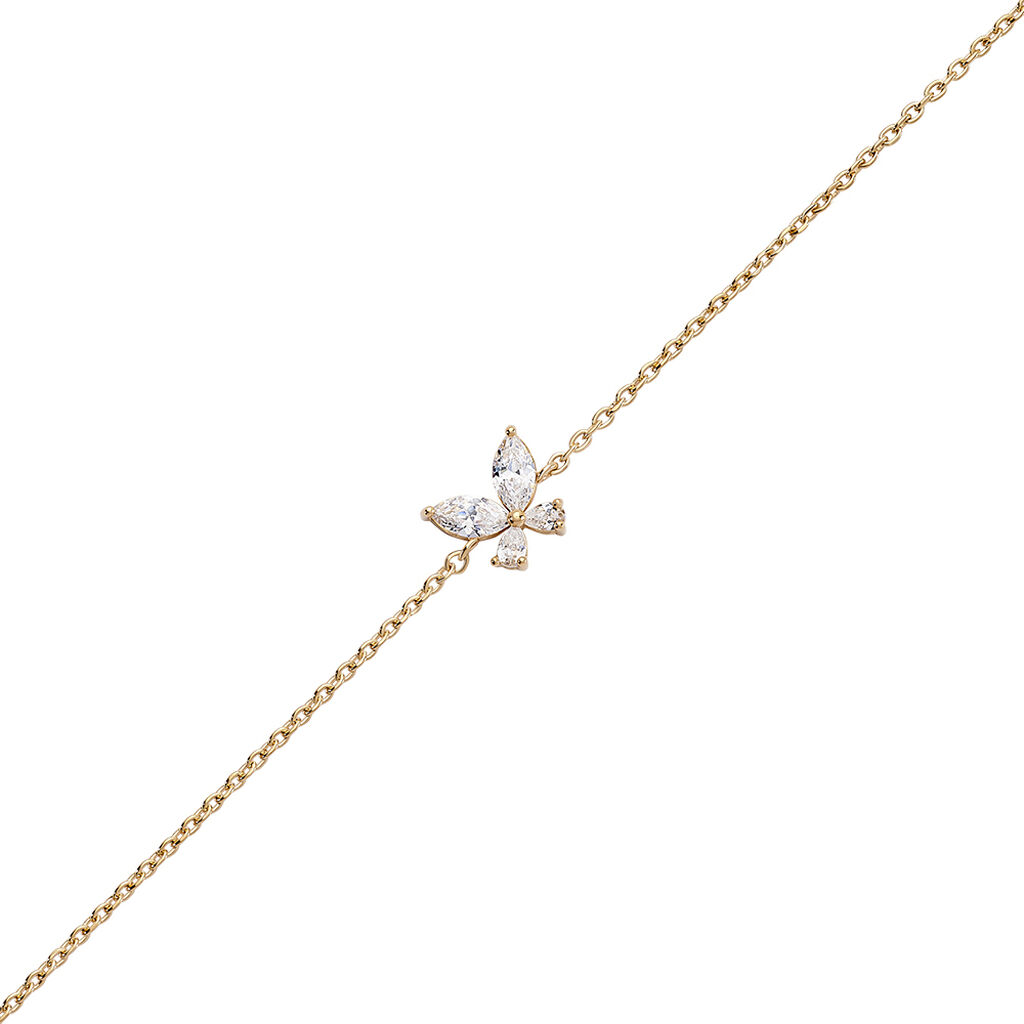 AMIRI Damen Armband Vergoldet 750 Zirkonia Wei&szlig; Schmetterling