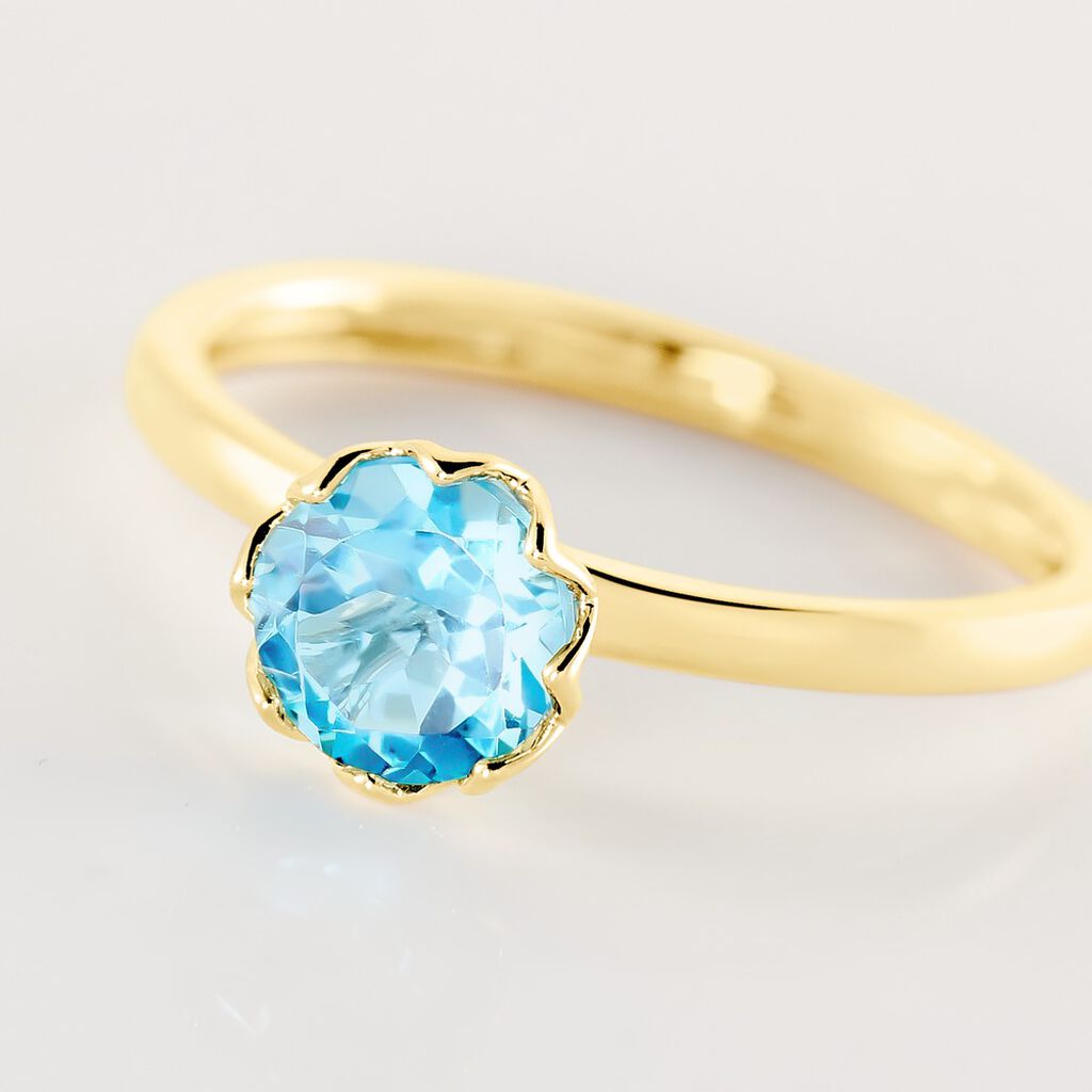 MILY Damen Ring Gold 585 (14 Karat) Topas Blau 1,02 ct