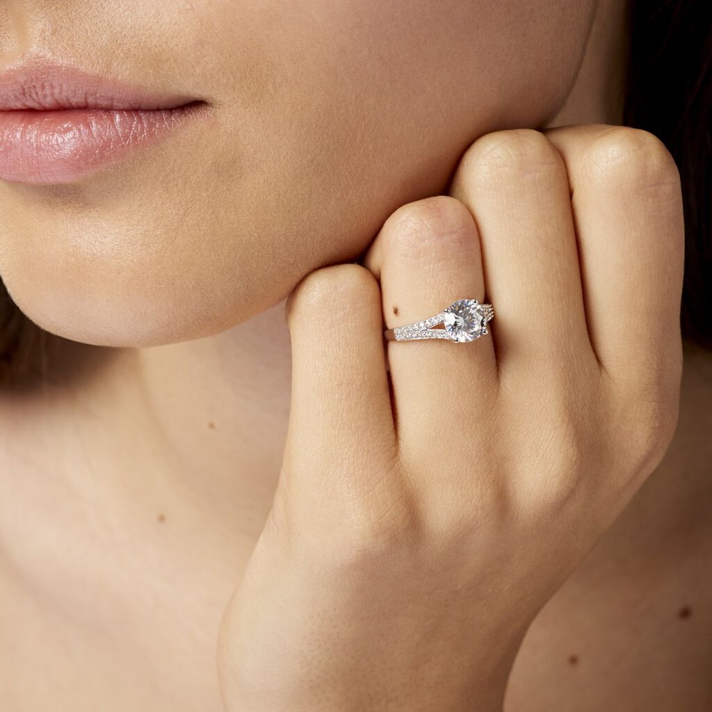 Solitaire Or Weiss Carolina Oxyde Accompagne - Spannringe Damen | OROVIVO